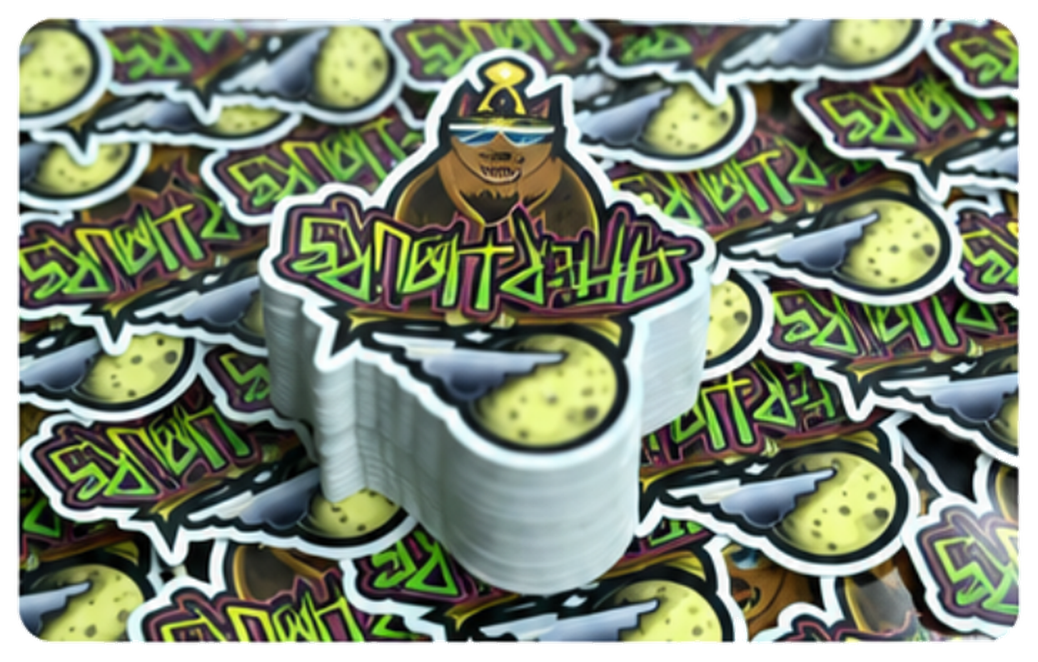 Durable sticker close up